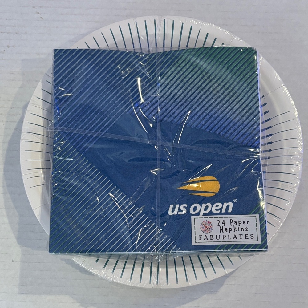 US Open Blue and Yellow Paper Napkins by FABUPLATES NEW